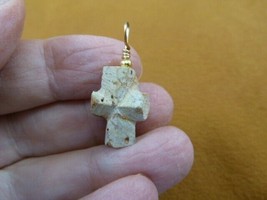 (CR502-6) 3/4&quot; Fairy Stone Pendant Christian Cross Staurolite Crystal Gold - £16.48 GBP