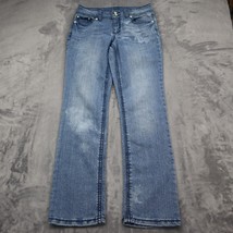 Code Bleu Pants Womens 6 Blue Mid Rise Slim Straight Cut Faded Jeans Bot... - $25.72
