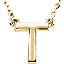 Precious Stars Unisex 14K Yellow Gold Block Font T Initial Necklace - £219.46 GBP