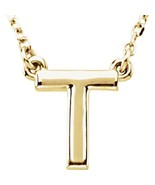 Precious Stars Unisex 14K Yellow Gold Block Font T Initial Necklace - £219.46 GBP