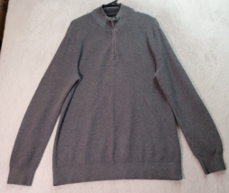 Claiborne Performance Sweater Mens Large Gray Waffle Knit Long Sleeve 1/... - $17.50