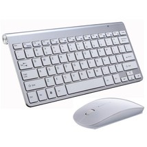2.4G Wireless Keyboard and Mouse - White and Silver Set - £20.78 GBP