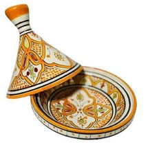 Moroccan TAJINE Dome Lid Terracotta  TAGINE HandCrafted Painted 7 7/8”D Orange - £38.76 GBP