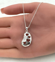 Hearts with Crystals Pendant Necklace Silver - £8.20 GBP