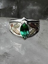 Black Hills Gold ring size 6.75 band green leaves sterling silver women girls - £109.80 GBP