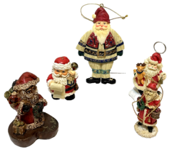 Vintage Lot of 5 Resin Santa Claus Christmas Ornaments 2.25 to 4.25&quot; Tall - £12.04 GBP