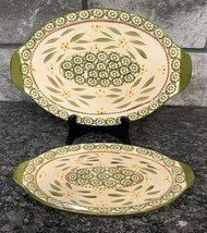 2 Temp-tations Old World Green 12” &amp; 10” Oval Lid-It, Trivet, Tray, Baker Lid - £16.61 GBP