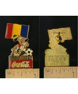 VINTAGE FIFA USA WORLD CUP SOCCER 1994 MASCOT &amp; COCA COLA ROMANIA PIN - $6.79 CAD