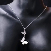 Sterling Silver 925 Butterfly Pendant Necklace - £75.71 GBP