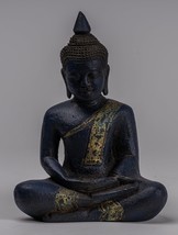 Khmer Antique Style Bois Assis Bouddha Statue Dhyana Méditation Mudra 21... - $3,703.58 MXN
