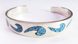 Vintage Taxco 925 Sterling Silver And Turquoise Bracelet - £39.56 GBP
