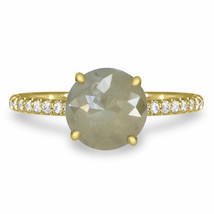 2.03 TCW Round Diamond Engagement Ring 14K Yellow Gold Fancy Yellowish Gray - £1,351.09 GBP