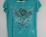 Daytrip Women&#39;s Blue Sweet Angel Beaded Shirt Size Small - $14.54