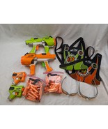 Lot of 2 NERF Hyperfire Dart Tag Blaster + darts vests glasses Green Ora... - $39.55