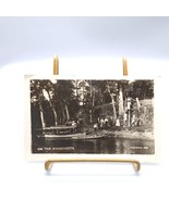 Antique Kruxo RPPC Real Photo Postcard Maquoketa Iowa River Boat Midwest... - $25.16