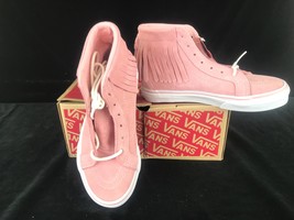 Vans skate shoes sneakers pink fringe high top SK8-Hi girls 2.5 New in Box - $31.49