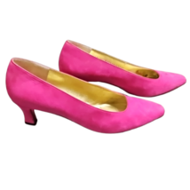 Vintage Bruno Magli Pink Suede 2" Kitten Heel Size 7 1/2 AA Hot Pink! image 2