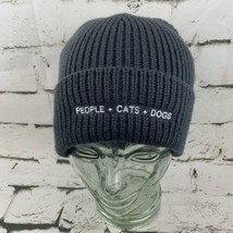 Port Authority Beanie Cap People + Cats + Dogs Gray Warm Knit - £4.46 GBP