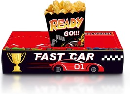 Racing car Party Theme Snack Trays W Popcorn Holders Movie Night 12 Pack... - $23.35