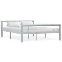 Bed Frame Grey and White Metal 120x200 cm - £83.59 GBP