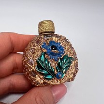 1970 Vintage USSR Glass Perfume Flask Flacon Bottle Filigree Gilt Plated... - £73.65 GBP