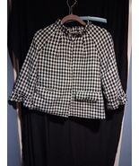 WD NY Womens Jacket Black White 3/4 Slv Lined Sz 8 Houndstooth Blazer - $457.05 MXN