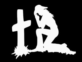 Cowgirl Praying Christian Pride Vinyl Decal Car Sticker Truck Choose Size Color - £2.20 GBP+