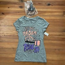 Wound Up Gray Halloween Graphic T-Shirt Juniors Medium 7-9 + Headband  NEW - $9.50