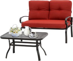 Incbruce Patio Loveseat with Coffee Table - Outdoor Bench with Cushion,2... - £188.71 GBP