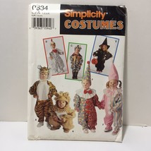 Simplicity 0634 Size 1-4 Toddlers Costume Clown Chicken Witch Lion Tiger Cow - £10.31 GBP