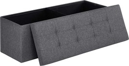 Songmics 43 Inches Folding Storage Ottoman Bench, Storage, Dark Gray Ulsf77K - £51.93 GBP