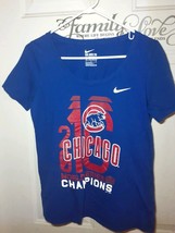 Chicago Cubs 2016 Women&#39;s Nike Tee Lovable Winner Short Sleeve V Neck L Blue - £10.27 GBP