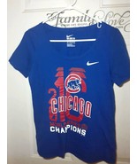 CHICAGO CUBS 2016 Women&#39;s NIKE TEE Lovable Winner Short Sleeve V Neck L ... - $12.86