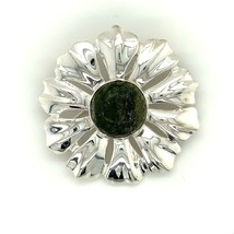 Vtg Sterling Silver Signed Ireland Connemara Marble Irish Flower Brooch Pendant - £51.87 GBP