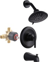 WOWOW Matte Black Shower Faucet Set with Tub Spout and 6-Inch Rain Shower Head, - £120.69 GBP
