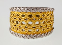 Deux Ton Argent Sterling Large Bague Taille 8 - $56.57