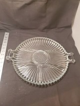 Vintage Jeanette Clear Glass Round Two Handle Ribbed Relish Tray - £13.67 GBP