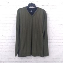 Covington Sweater Men Large Green Black Long Sleeve Ribbed Layered Look ... - $19.88