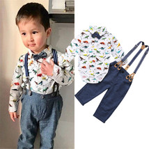 US STOCK Toddler Baby Boy Shirt Printing Romper Tops+Pants Overalls Outfits - £18.31 GBP