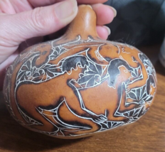Carved VTG Erotic Gourd Ethnic Folk Art Native Artwork Piece Painted Per... - $199.99