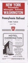 Pennsylvania Railroad New York Washington Time Table October 1967 - £2.67 GBP