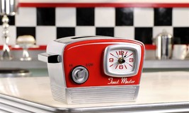 Retro Toaster Kitchen Clock with Vintage Design Red Resin 8.5" Long #485024 image 2