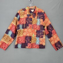 Christopher Banks Women Shirt Size L Orange Y2K Preppy Boho Long Sleeve Buttons - £8.56 GBP