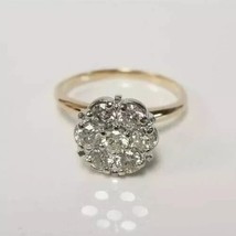 2Ct Round Cut Real Moissanite Engagement Cluster Ring 14K Yellow Gold Pl... - $1,657.78 MXN