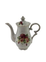 Royal Sealy China 7.5 Inch Coffee Teapot Moss Rose Made In Japan  - £18.95 GBP