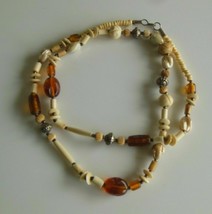 Vintage Carved Beads Rootbeer Glass Silver Spacers Necklace - £50.68 GBP