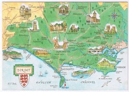 Postcard Pictoral Map Dorset England UK - $3.95