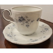 Johann Haviland Blue Garland Flat Cup &amp; Saucer Fine China Bavaria Germany Vintag - $11.51