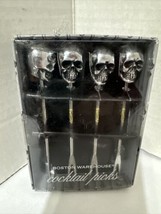 Boston Warehouse Bone Collector Skull Cocktail Picks  set of 4 Halloween NIB - £17.51 GBP