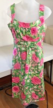 Sweet London Times Pink Green Floral Summer Spring Dress Size 6 C87 - £11.90 GBP